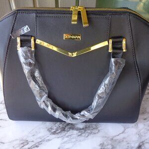 Joy & Iman Leather Satchel Handbag Purse w Velvet Clutch Shoulder Strap